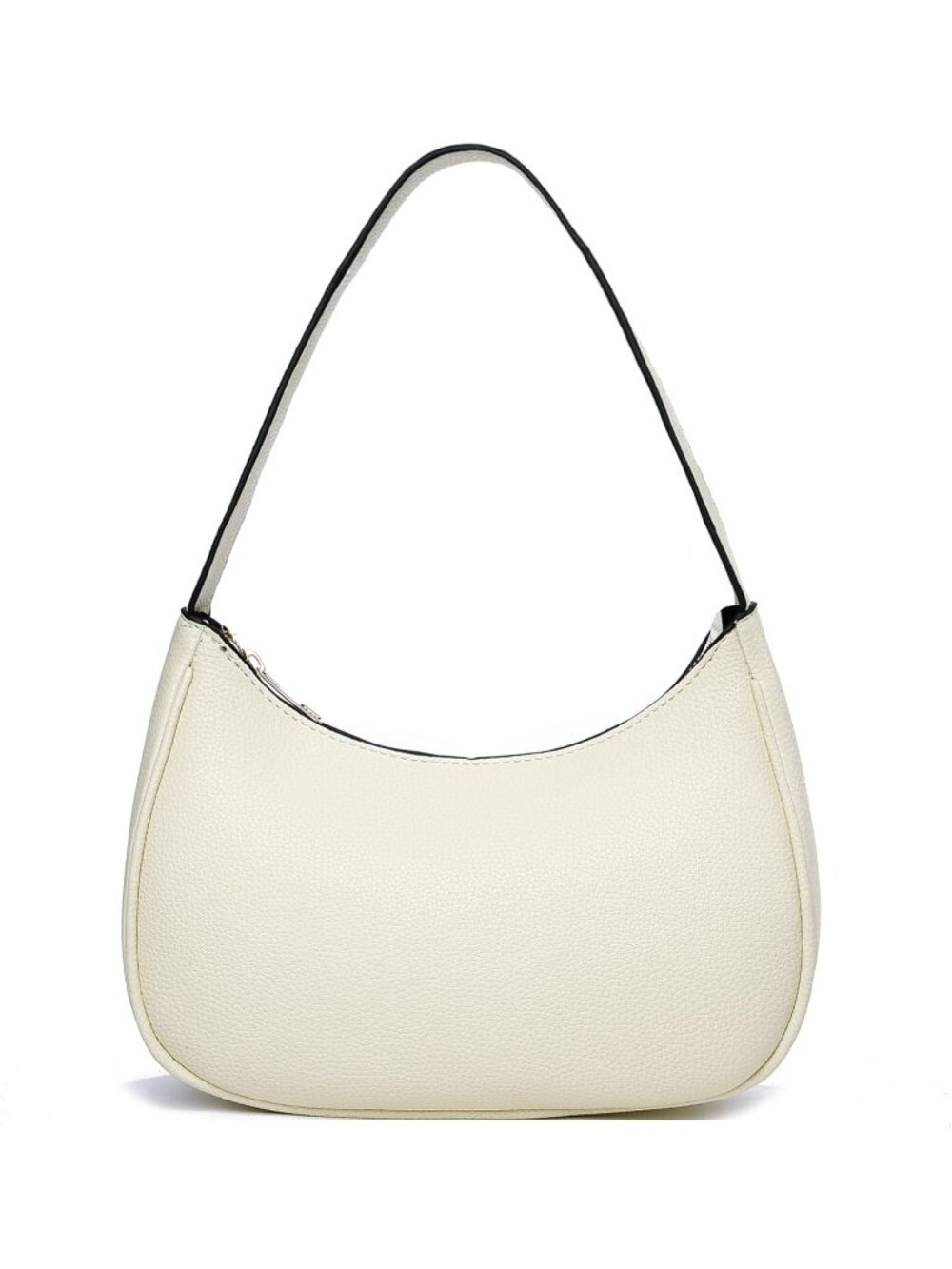 Women's Cream White Leather Small Retro Zipper Classic Clutch Hobo Tote Bags